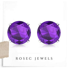 Load image into Gallery viewer, Round 0.80 CT Solitaire SGL Certified Amethyst-B Stud Earring, Violet February Birthstone Anniversary Earring, Classic Gemstone Statement Earring Gift, 92.5 sterling-silver, Pair