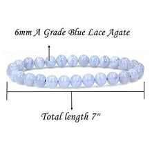 Load image into Gallery viewer, Natural A Grade Blue Lace Agate Gemstone 6mm Round Beads Stretch Bracelet 7" Unisex