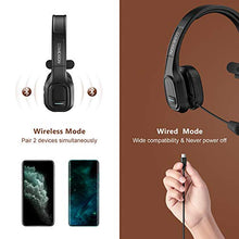 Load image into Gallery viewer, COMEXION Trucker Bluetooth Headset V5.0, Wireless Headset with Noise Canceling&Mute Microphone for Cell Phones, On Ear Bluetooth Headphone with Wireless&Wired Mode for Trucker, Home Office, Skype