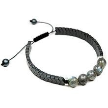 Load image into Gallery viewer, Radiant Labradorite and Hematite Bracelet - Handcrafted Gemstone Beaded Jewelry for Men & Women
