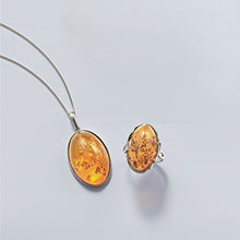 Load image into Gallery viewer, Ross-Simons Orange Amber Ring in Sterling Silver. Size 7