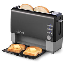 Load image into Gallery viewer, West Bend 77224 QuikServe Slide Through Wide Slot Toaster with Cool Touch Exterior and Removable Crumb Tray, 2-Slice, Black