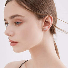 Load image into Gallery viewer, Magitaco 9 Pairs Stud Earrings Surgical Steel Dainty Small Heart Moon and Star Earrings Minimalist Geometric CZ Silver Ball and Triangle Earrings Sets for Women Men
