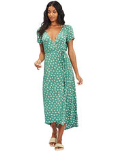 Load image into Gallery viewer, Billabong Women's WRAP Front MIDI Length Dress, Island Green, M