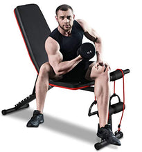 Load image into Gallery viewer, Weight Bench Adjustable Bench Press for Full Body Workout Foldable Incline/Decline Strength Training Fitness Benches with Resistance Bands for Home Gym Exercise