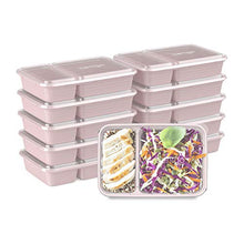 Load image into Gallery viewer, Bentgo Prep 2-Compartment Meal-Prep Containers with Custom-Fit Lids - Microwaveable, Durable, Reusable, BPA-Free, Freezer and Dishwasher Safe Food Storage Containers - 10 Trays & 10 Lids (Blush Pink)