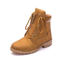 Load image into Gallery viewer, Padaleks Women's Round Toe Waterproof Ankle Bootie Lace Up Low Heel Work Motorcycle Combat Boots High Tops Booties