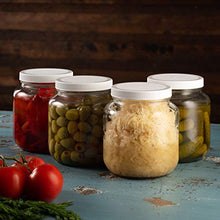 Load image into Gallery viewer, Half Gallon Glass Mason Jar (64 Oz - 2 Quart) - 4 Pack - Wide Mouth, Plastic Airtight Lid, USDA Approved BPA-Free Dishwasher Safe Canning Jar for Fermenting, Sun Tea, Kombucha, Dry Food Storage, Clear