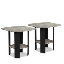 Load image into Gallery viewer, FURINNO Simple Design End Table, 2-Pack, French Oak Grey/Black