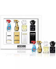Load image into Gallery viewer, Moschino Variety Set Miniature Perfume Collection for Women (Moschino Toy Boy Eau de Parfum Splash 0.17 oz. Toy 2 Eau de Parfum Mini Splash 0.17 oz, Fresh Gold Eau de Parfum 0.17 oz, Fresh 0.17 oz)