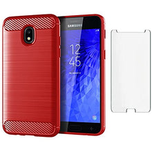 Load image into Gallery viewer, Asuwish Compatible with Samsung Galaxy J3 Orbit J 3 Star 2018 3J Achieve Case and Tempered Glass Screen Protector Cover Cell Accessories Phone Cases for Glaxay J3V V 3rd Gen SM J337A J337V J337 Red