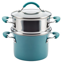Load image into Gallery viewer, Rachael Ray Cucina Nonstick Sauce Pot/Saucepot with Steamer Insert and Lid, 3 Quart, Agave Blue