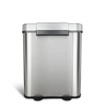 Load image into Gallery viewer, NINESTARS Automatic Touchless Infrared Motion Sensor Trash Can/Recycler with D Shape Silver/Black Lid & Stainless Base, 18 Gal, Stainless Steel