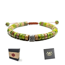 Load image into Gallery viewer, Elegant Green Imperial Jasper Bracelet - Handcrafted Natural Gemstone Beaded Tibetan Style Jewelry for Men &Women