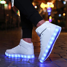 Load image into Gallery viewer, Voovix Unisex LED Shoes Light Up Shoes High Top Sneakers for Women Men white38