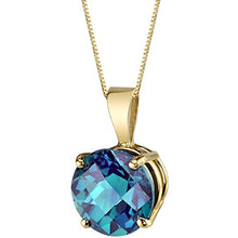 Load image into Gallery viewer, Peora Created Alexandrite Pendant in 14 Karat Yellow Gold, Classic Solitaire, Round Shape, 8mm, 2.35 Carats total