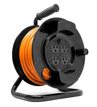 Load image into Gallery viewer, WEN PC5043R 50 ft. 14-Gauge Heavy-Duty SJTW Outdoor 14/3 Extension Cord Reel with NEMA 5-15R Light-Up Power Outlet,Black