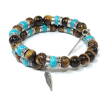 Load image into Gallery viewer, Tiger Eye Turquoise Southwestern Bangle Bracelet for Men & Women