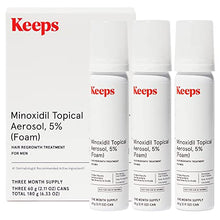 Load image into Gallery viewer, Keeps Minoxidil for Men Topical Hair Loss Aerosol Foam 5%, Hair Growth Treatment - 3 Month Supply (3 x 2.11oz Bottles) - For Thicker, Longer Hair - Slows Hair Loss & Promotes Hair Regrowth