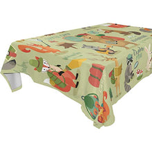 Load image into Gallery viewer, ALAZA Camping Animals Jungle Fox Bear Rabbit Tablecolth Table Cover for Party Dining Room Kitchen Decor,54 X 72,Stain and Wrinkle Resistant Washable Rectangle Table Cloth