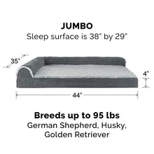 Load image into Gallery viewer, Furhaven Pet Dog Bed - Deluxe Orthopedic Two-Tone Plush and Suede L Shaped Chaise Lounge Living Room Corner Couch Pet Bed with Removable Cover for Dogs and Cats, Stone Gray, Jumbo