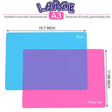 Load image into Gallery viewer, LEOBRO 2 Pack 15.7" x 11.7" Large Silicone Sheet for Crafts Jewelry Casting Mould Mat, Nonstick Heat Resistant Silicone Craft Mat, Placemat, Silicone Mats for Epoxy Resin Crafts, Clay, Blue & Rose Red