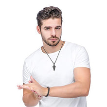 Load image into Gallery viewer, Jstyle Stainless Steel Pendant Necklace for Mens Boys Cool Spearpoint Arrowhead Pendant Chain Necklace Set Black & Silver Tone