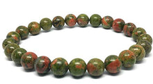 Load image into Gallery viewer, ISSUWA Natural Stone 8mm Gemstone Round Beads Women Men Beaded Stretch Bracelet with Box and Meaning Card (Unakite)