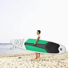 Load image into Gallery viewer, Wesky Inflatable Stand Up Paddle Board 10’6”x30”x6” Premium SUP with Non Slip Deck, Leash, Adj Paddle, Hand Pump, Bag, Repaire Kit, Bottom Fins, Standing Boat for Surfing Adult Youth (Green)