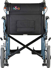 Load image into Gallery viewer, NOVA Bariatric Transport Chair with Locking Hand Brakes, Heavy Duty and Extra Wide Wheelchair with Removable & Flip Up Arms for Easy Transfer, Anti-Tippers Included, 400 lb. Weight Capacity, Blue