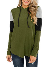 Load image into Gallery viewer, Women Long Sleeve Patchwork Sweatshirt Color Block Drawstring Pullover Tunic Tops Yellow Large