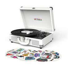 Load image into Gallery viewer, Victrola VSC-400SB-CNV Bluetooth Suitcase Turntable Canvas - Stickers (White)