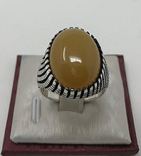 Load image into Gallery viewer, KAR 925K Stamped Solid Sterling Silver Yemeni Agate (Aqeeq) Men's Ring P3A (12.5)