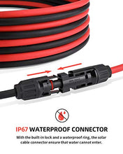 Load image into Gallery viewer, BougeRV 10 Feet 10AWG Solar Extension Cable with Female and Male Connector with Extra Free Pair of Connectors Solar Panel Adaptor Kit Tool (10FT Red + 10FT Black)