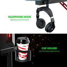 Load image into Gallery viewer, SOViD Gaming Desk with LED RGB Lights 47 Inch PC Computer Desk Y Shaped Gamer Setup Accessories for Sons' Gift Game Table Gamer Handle Rack Cup Holder & Headphone Hook Black