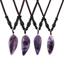 Load image into Gallery viewer, SUNYIK Amethyst Pendant Necklace for Couple Lovers, Healing Crystal Point Necklaces 14"-15" Strand, Pack of 2