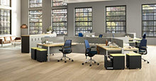 Load image into Gallery viewer, Steelcase Series 1 Office Desk Chair: 4 Way Ajustable Arms - Standard Carpet Casters - Black Frame and Base - 3D Microknit Back - Graphite