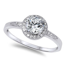 Load image into Gallery viewer, Oxford Diamond Co Halo Set Solitaire Cubic Zirconia Promise Engagement Ring .925 Sterling Silver Ring Size 10