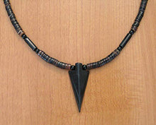 Load image into Gallery viewer, Black Jasper Arrowhead Pendant Necklace