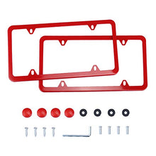 Load image into Gallery viewer, LivTee 4 Holes Stainless Steel License Plate Frames, 2 PCS Car Licence Plate Covers Slim Design with Bolts Washer Caps for US Vehicles, Red