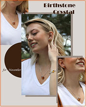 Load image into Gallery viewer, Leafael Infinity Love Heart Pendant Necklace with Amber Brown Birthstone Crystal for November, Jewelry Gifts for Women, Silver-tone, 18"+2"