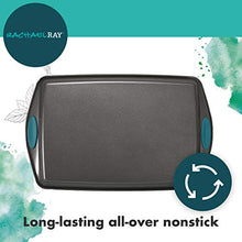 Load image into Gallery viewer, Rachael Ray Bakeware Nonstick Cookie Pan Set, 3-Piece, Gray with Agave Blue Grips