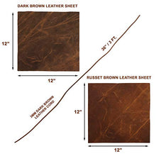 Load image into Gallery viewer, Real Leather Fabric Leather Sheets for Leather Earrings, Leather Wallet & Crafts – Genuine Full Grain Buffalo Leather, Not Faux Leather Sheets – Dark & Russet Brown (2 Sheets + Leather Cord)