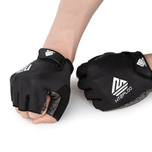 Load image into Gallery viewer, HTZPLOO Bike Gloves Cycling Gloves Mountain Bike Gloves for Men with Anti-slip Shock-absorbing Pad,Light Weight,Nice Fit,Half Finger Biking Gloves (Black,Medium)