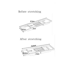 Load image into Gallery viewer, Wine Rack H Luxury Bamboo Bathtub Caddy Bath Tub Tray with Extending Sides Built in Book Tablet Holder Cellphone Tray & Integrated Wineglass Holder and Other Accessories Placement