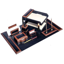 Load image into Gallery viewer, Dacasso Walnut and Black Leather Desk Set, 10-Piece