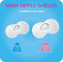 Load image into Gallery viewer, MAM Breastfeeding Nipple Shields with Sterilizing Storage Case, Nipple Shields for Nursing Newborn, Size 2 Large 23mm, 2-Count, Clear