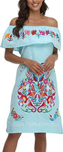 Load image into Gallery viewer, YZXDORWJ Women Mexican Embroidered Dress Ruffle Collar Sleeveless (S, 623BBL)