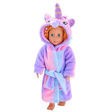 Load image into Gallery viewer, Doctor Unicorn Soft Unicorn Hooded Bathrobe Sleepwear Matching Doll & Girls (Bright Purple, 4-5T)