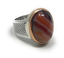 Load image into Gallery viewer, KAR 925K STERLING SILVER NATURAL VEINY AGATE (Aqeeq) MEN'S RING USA SELLER K32F (8)
